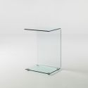 Tavolino lato divano in vetro curvato trasparente Jorge