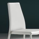 Set 4 sedie impilabili in metallo ed ecopelle Nimes White