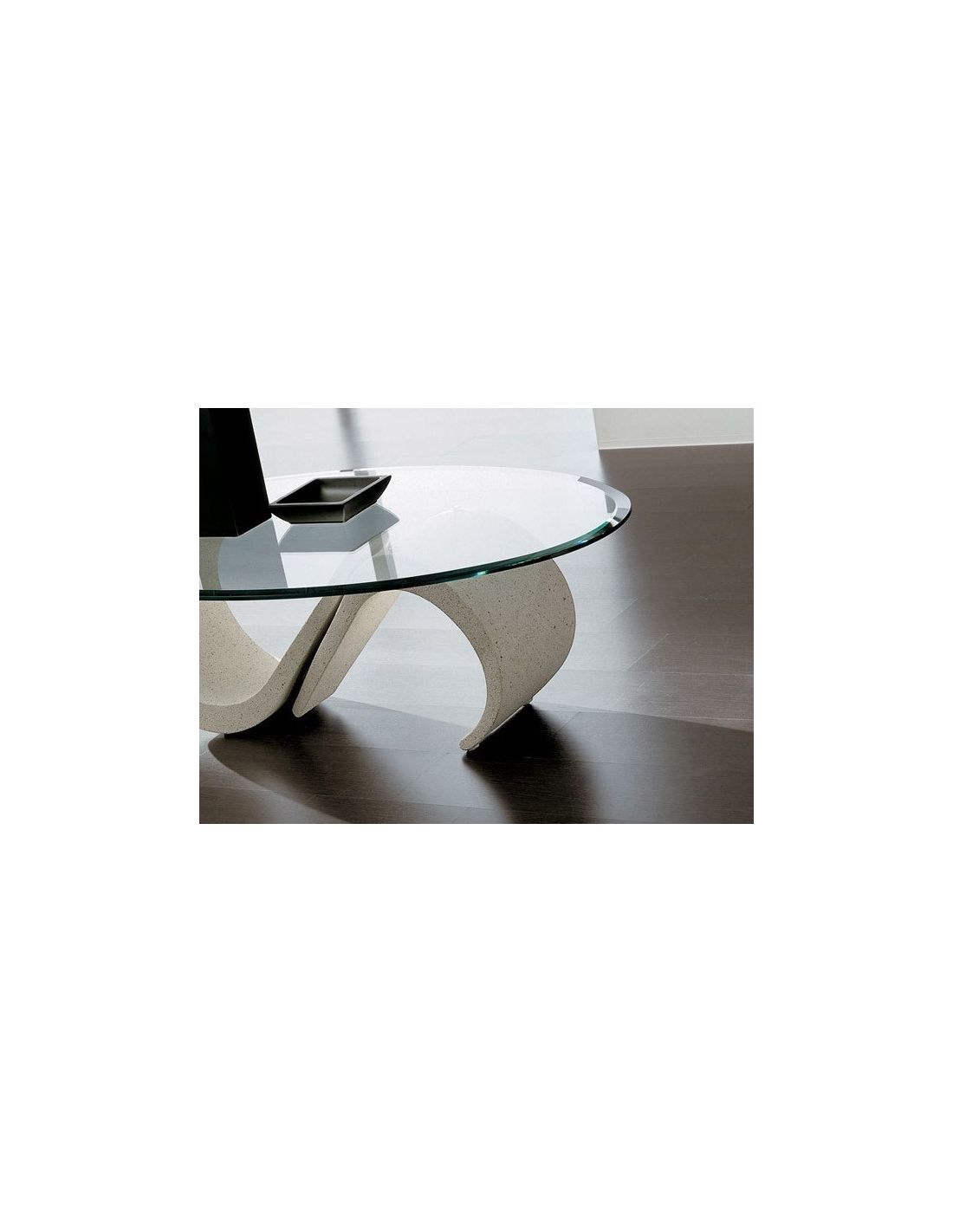 Tavolino ovale bianco da salotto metallo e vetro - 28C2