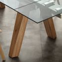Tavolo da pranzo allungabile in legno massello acciaio e vetro 240cm Albenga