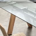 Tavolo da pranzo allungabile in legno massello acciaio e vetro 240cm Albenga