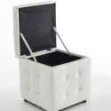 Pouf contenitore in ecopelle bianco Isolda White