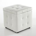 Pouf contenitore in ecopelle bianco Isolda White