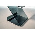 Tavolino lato divano in vetro curvato grigio trasparente Bram