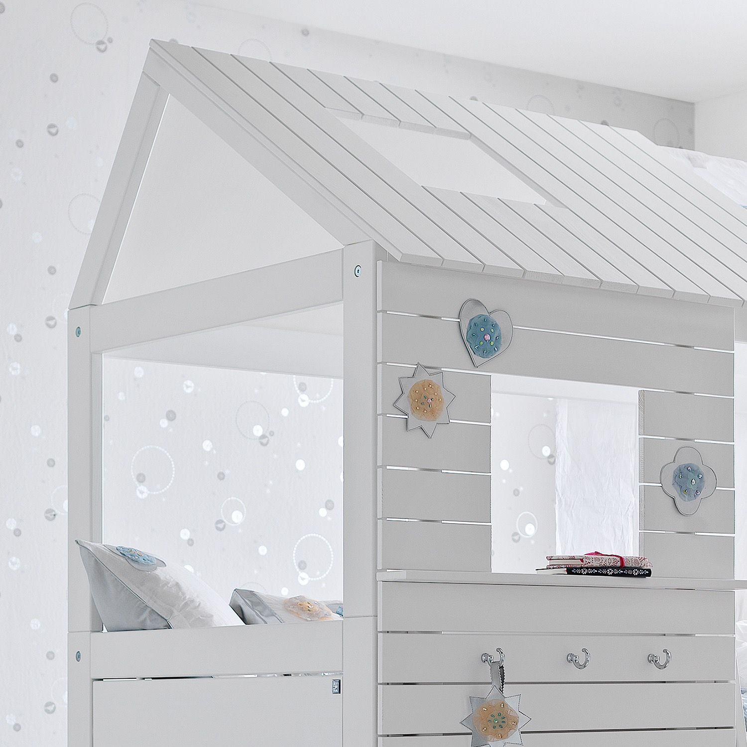 Letto a soppalco per bambini in legno bianco Silversparkle