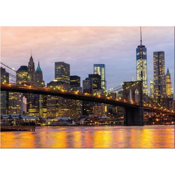 Quadri Moderni Soggiorno New York Grattacieli Manhattan Quadro su Tela  120x80cm Stampe da Parete Camera da Letto Cucina 1 pezzo Wall Art Canvas  Grandi