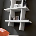 Libreria verticale da parete in legno bianco opaco Gilmar