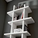 Libreria verticale da parete in legno bianco opaco Gilmar