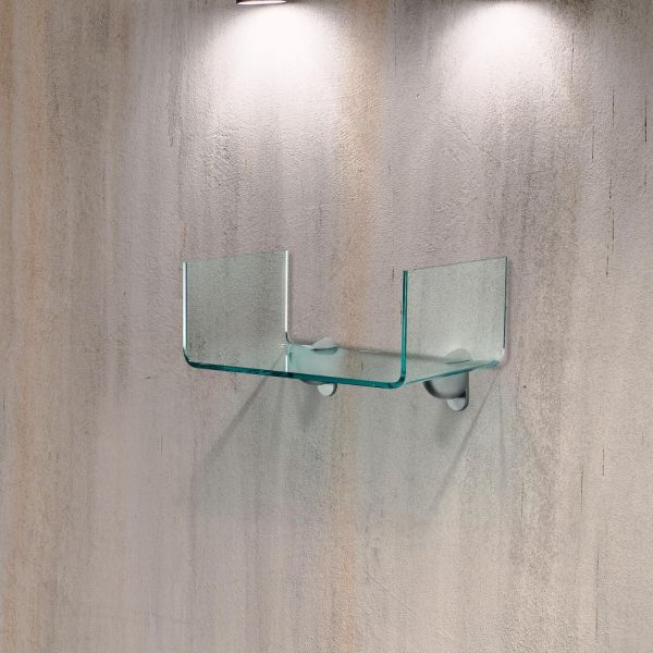 Coppia mensole in vetro curvato trasparente U2