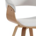 Sedia design moderno in legno e pelle sintetica Once Wood White