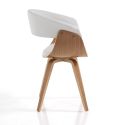 Sedia design moderno in legno e pelle sintetica Once Wood White