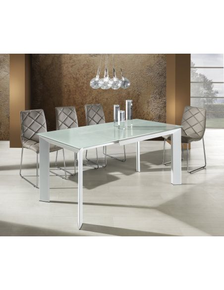 en.casa] Tavolo da Pranzo con Piano Quadrato e Gambe a Forma di L 80 x 80 x  76cm Tavolo da Cucina in Design Moderno - Bianco : : Casa e cucina