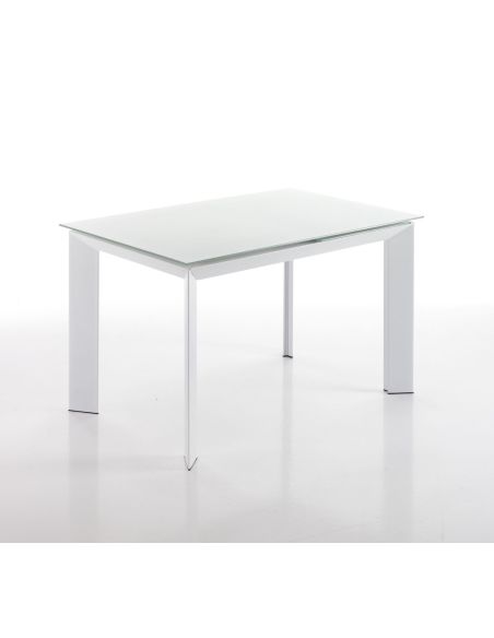 en.casa] Tavolo da Pranzo con Piano Quadrato e Gambe a Forma di L 80 x 80 x  76cm Tavolo da Cucina in Design Moderno - Bianco : : Casa e cucina