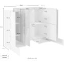 Credenza alta bianco lucido Kevin H2A/4A W