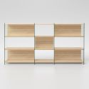 Libreria design separa ambienti in legno e vetro Tibor12