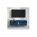 Mobile TV Mittel blu navy con accessori oro