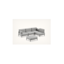 Divano Meeting 3 posti con modulo singolo e pouf - grigio