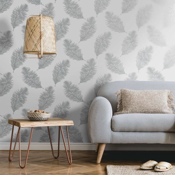 DUTCH WALLCOVERINGS Carta da Parati Fawning Feather Grigio Chiaro