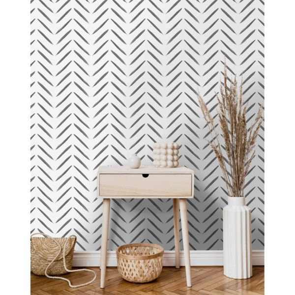 DUTCH WALLCOVERINGS Carta da Parati "Chevron" Bianco e Nero