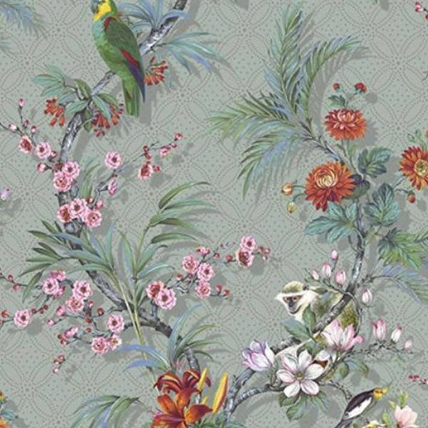 DUTCH WALLCOVERINGS Carta da Parati Tropical Grigio