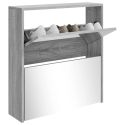 Scarpiera con Specchio a 2 Livelli Grigio sonoma 63x17x67 cm