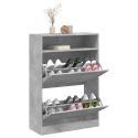 Scarpiera 2 Cassetti Ribaltabili Grigio Cemento 80x34x116 cm