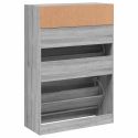 Scarpiera 2 Cassetti Ribaltabili Grigio Sonoma 80x34x116 cm