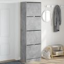 Scarpiera 4 Cassetti Ribaltabili Grigio Cemento 60x42x204 cm