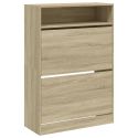 Scarpiera 2 Cassetti Ribaltabili Rovere Sonoma 80x34x116 cm