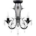 Lampadario Art Nouveau Nero Metallo Perline Cristallo e Lampadine E14