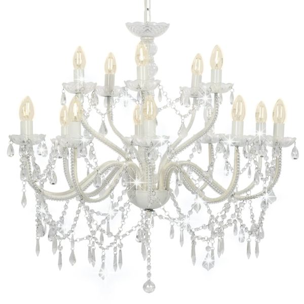 Candelabro a 2 Livelli Bianco 15 Lampadine E14