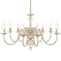 Lampadario Stile Antico Metallo Bianco 8 Lampadine E14