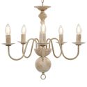 Candelabro Stile Anticato Bianco 5 Lampadine E14