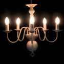 Candelabro Stile Anticato Bianco 5 Lampadine E14