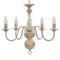 Candelabro Stile Anticato Bianco 5 Lampadine E14