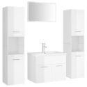 Set Mobili da Bagno Bianco Lucido in Truciolato