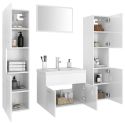 Set Mobili da Bagno Bianco Lucido in Truciolato