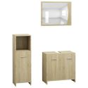 Set Mobili da Bagno 3 pz Rovere Sonoma in Truciolato