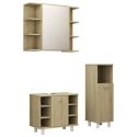 Set Mobili da Bagno 3 pz Rovere Sonoma in Truciolato