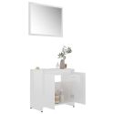 Set Mobili da Bagno 4 pz Bianco Lucido in Truciolato