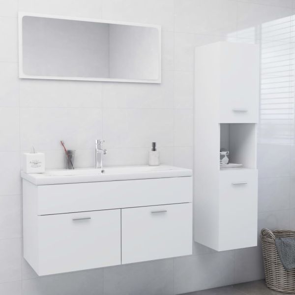 Set Mobili da Bagno Bianco in Truciolato