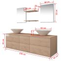 Set Mobili da Bagno con Lavabo 7 pz Beige