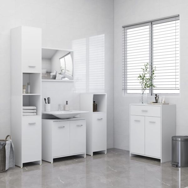 Set Mobili da Bagno 4 pz Bianco