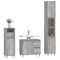 Set Mobili da Bagno 3 pz Grigio Sonoma in Legno Multistrato