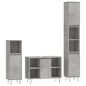 Set Mobili da Bagno 3 pz Grigio Cemento in Legno Multistrato