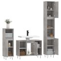 Set Mobili da Bagno 3 pz Grigio Cemento in Legno Multistrato