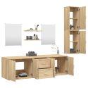 Set Mobili da Bagno 7 pz Rovere in Legno Multistrato