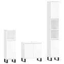 Set Mobili da Bagno 3 pz Bianco Lucido in Legno Multistrato