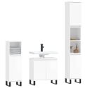 Set Mobili da Bagno 3 pz Bianco Lucido in Legno Multistrato