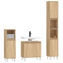 Set di Mobili da Bagno 3 pz Rovere Sonoma in Legno Multistrato